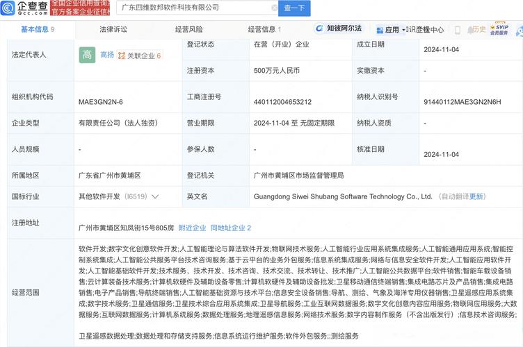為高揚,注冊資本500萬元,業務涵蓋人工智能軟件開發,物聯網